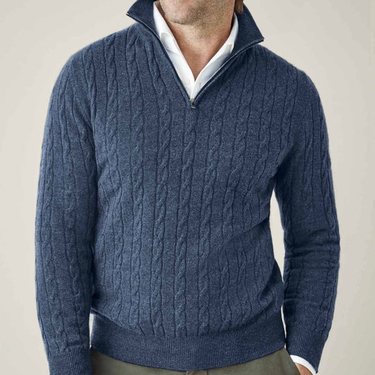 COURCHEVEL Cable Knit Zipper Sweater