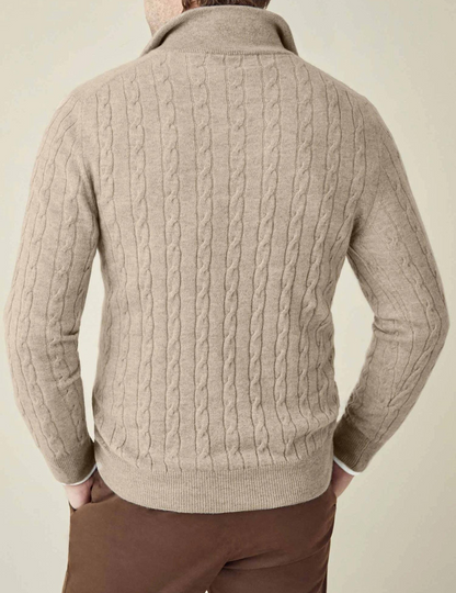 COURCHEVEL Cable Knit Zipper Sweater