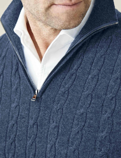 COURCHEVEL Cable Knit Zipper Sweater