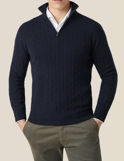 COURCHEVEL Cable Knit Zipper Sweater