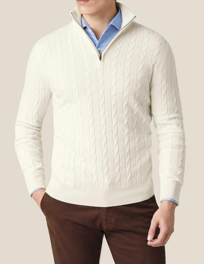 COURCHEVEL Cable Knit Zipper Sweater